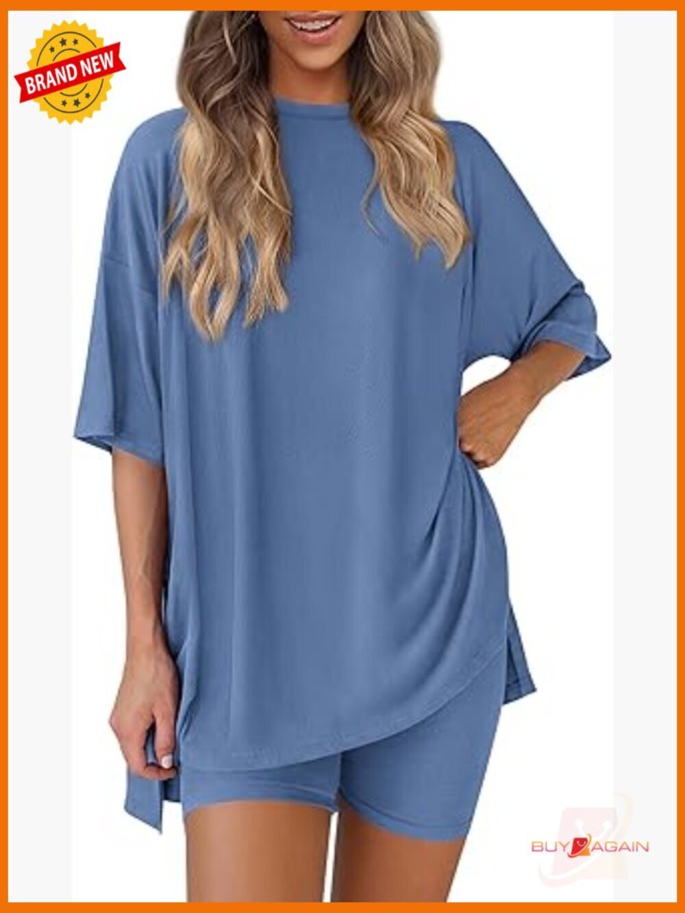 Oversized Two Piece Lounge Set - Biker Shorts & Tee